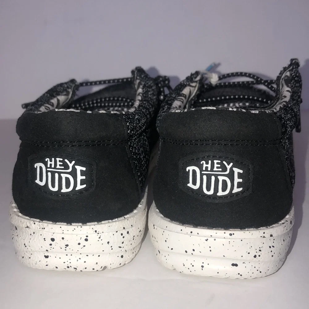 NWT Hey Dude Kids' Wally Sox Skater Black Slip-On Shoes